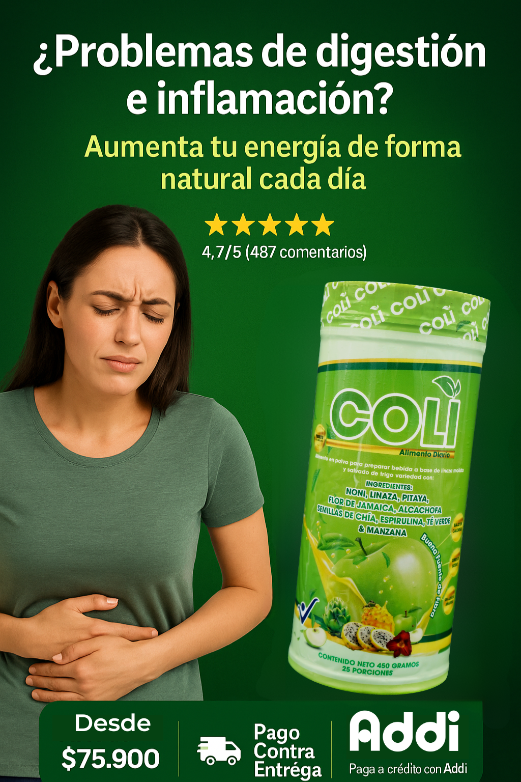 Coli Alimento Diario - Fibra Natural para el Estreñimiento y Limpieza de Colon