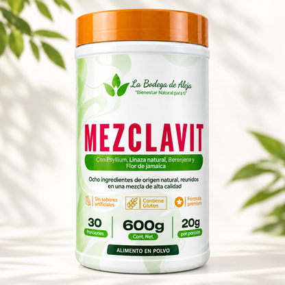 MEZCLAVIT 600 g con tapa naranja sobre fondo claro