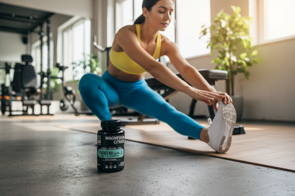 Citrato de Magnesio junto a deportista sin calambres – salud muscular y energía