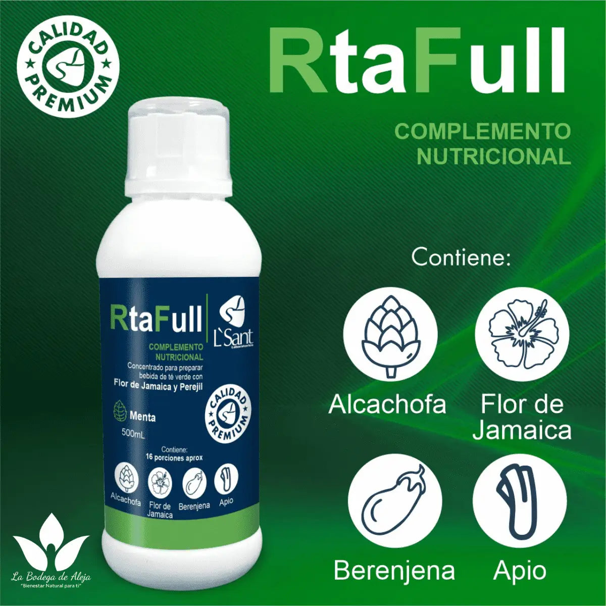 RtaFull Concentrado Natural – Té Verde con Flor de Jamaica y Menta