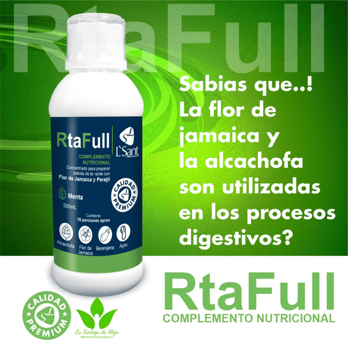 RtaFull Concentrado Natural – Té Verde con Flor de Jamaica y Menta