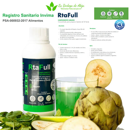 RtaFull Concentrado Natural – Té Verde con Flor de Jamaica y Menta